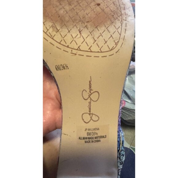 Jessica Simpson Blue Black White Snakeskin Heels Size 6M - Picture 6 of 10